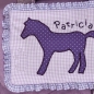 Preview: Kindergartentasche Pferd flieder mit Name
