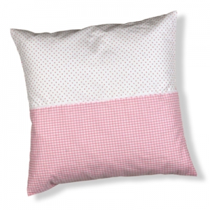 Kissen zweifarbig weiß /rosa