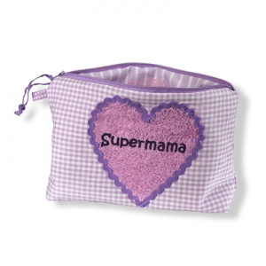 große Kosmetiktasche Supermama flieder