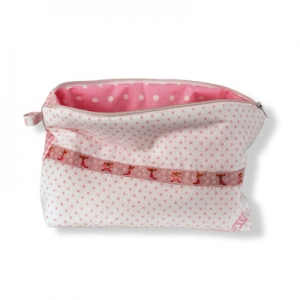 Preview: Kosmetiktasche aus 3 Stoffen für Unterwegs