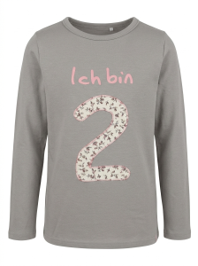 Geburtstags T-Shirt "Ich bin" Grau Blumenwiese