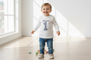 T-Shirt "Ich bin" mit Wunschdesign (karo) von 1 bis 10 Jahre.