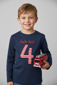 Geburtstags T-Shirt "Ich bin" dunkelblau/rot