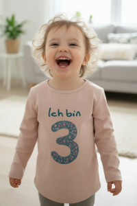 Geburtstags T-Shirt "Ich bin" Altrosa/Blau