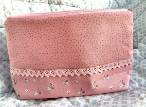 Windeltasche Altrosa Blumen/Punkte Prinzessin