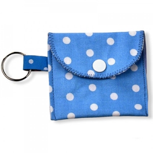 kleine Geldbörse für Kinder blau mit weißen Punkten