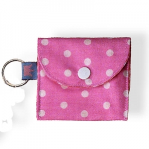 kleine Geldbörse für Kinder rosa mit weißen Punkten