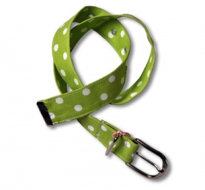 Stoffgürtel grün mit weißen Punkten