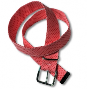 Stoffgürtel rosa mit roten Punkten