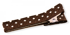 Webband Haarclip braun mit weißen Punkten