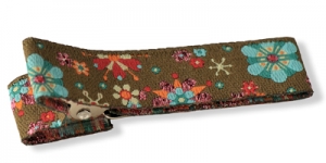 Webband Haarclip oliv mit Blumen