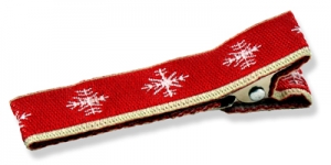 Webband Haarclip rot Schneeflocken
