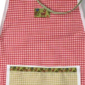 Preview: Kinderschürze rot kariert Rehlein