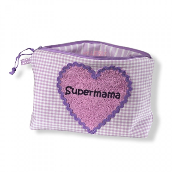 große Kosmetiktasche Supermama flieder