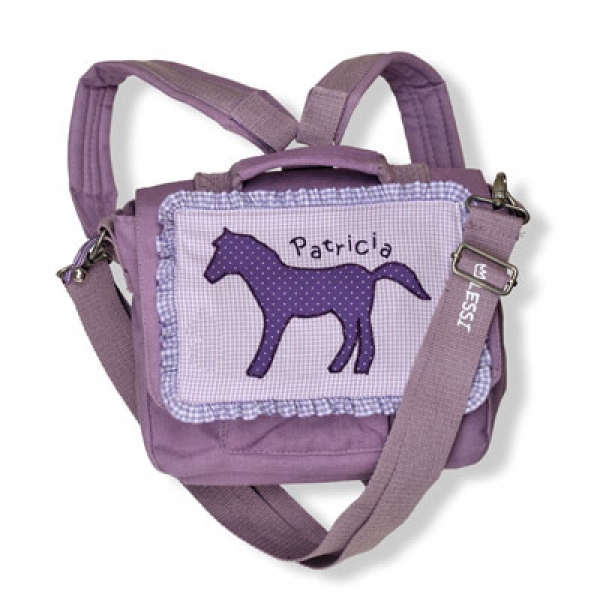 Kindergartentasche Pferd flieder mit Name