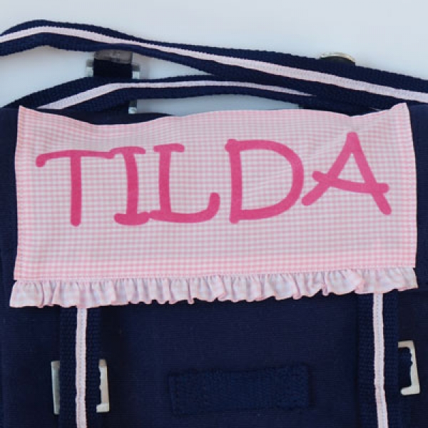 Kindergartentasche navy mit Name rosa