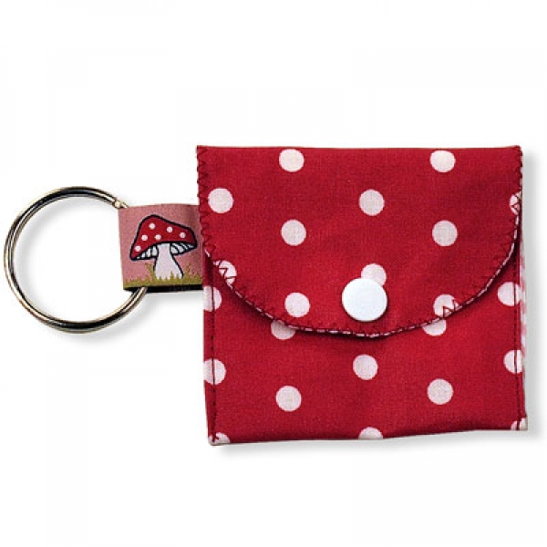 kleine Geldbörse für Kinder rot mit weißen Punkten