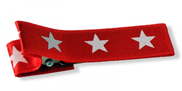 Webband Haarclip rot mit Sternen