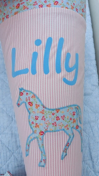Schultüte Rosa/Blau mit Pferd Westfalenstoffe