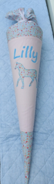 Schultüte Rosa/Blau mit Pferd Westfalenstoffe