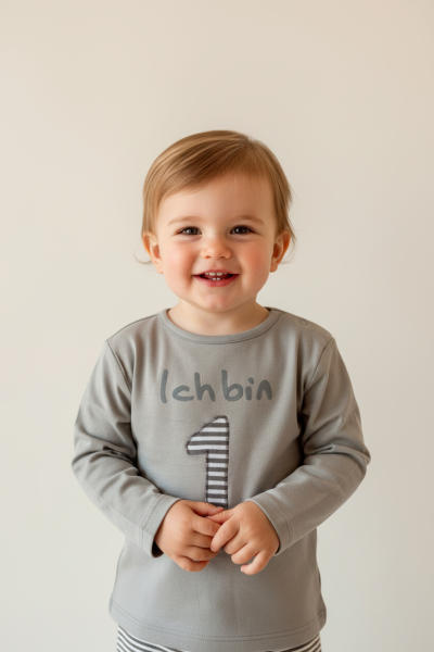 Geburtstags T-Shirt "Ich bin" Grau/Grau