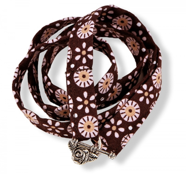 Stoffarmband brauner Tildastoff mit Rose