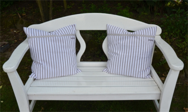 Kissenbezug taupe weiß gestreift