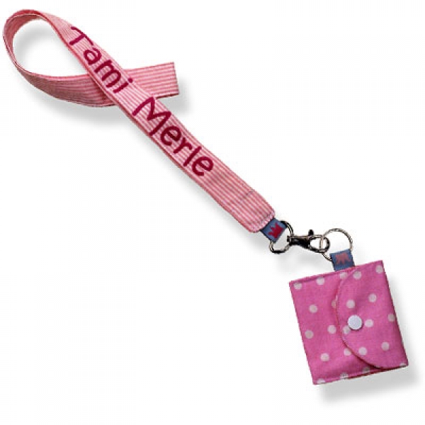 kleine Geldbörse für Kinder rosa mit weißen Punkten