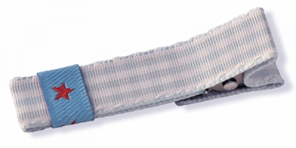 Webband Haarclip hellblau Karo / Stern