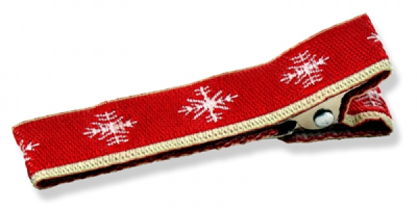 Webband Haarclip rot Schneeflocken