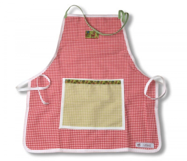 Kinderschürze rot kariert Rehlein