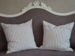 Kissenbezug taupe weiß gestreift