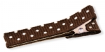 Webband Haarclip braun mit weißen Punkten